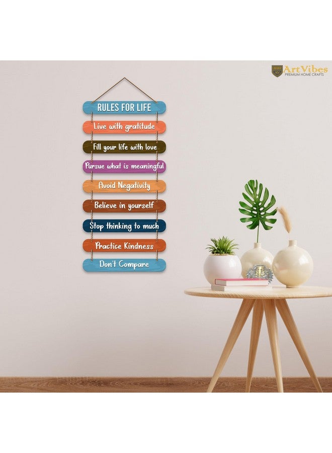 Artvibes Rules for Life Quotes Printed Mdf Wooden Wall Hanging | Living Room | Office | Home Decor Items | Gifts | Wall Art For Hall | Modern Wall Decorative Accessories for Home Decoration (WH_9310N) - Image 2