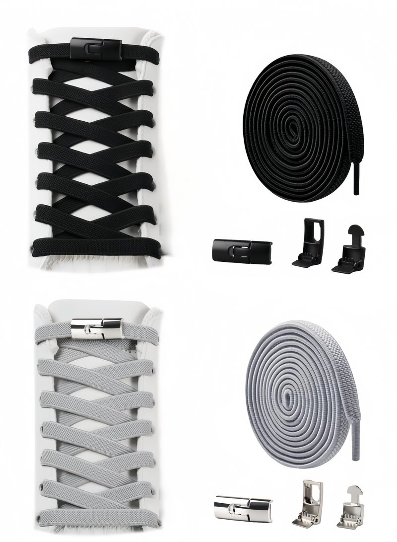 2 Pairs Of Easy Self-Lacing Shoe Straps With Interchangeable Buckle – Adjustable To Fit Sports Shoes, Casual Shoes, And Activewear For Men And Women - Image 1
