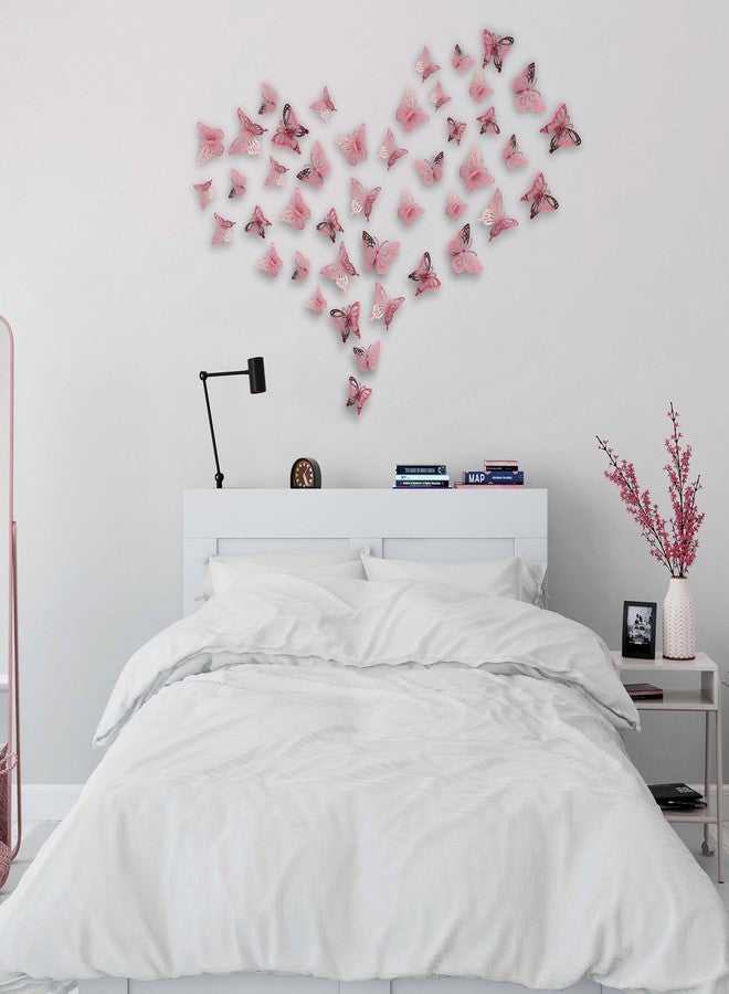 Seyal 3D Laser Metallic Butterfly Wall Decor, Rose Gold 48Pcs 4 Styles 3 Sizes, Removable Stickers Wall Decor Room Mural for Party Cake Decoration Kids Bedroom Nursery Classroom Wedding Decor DIY - Image 4