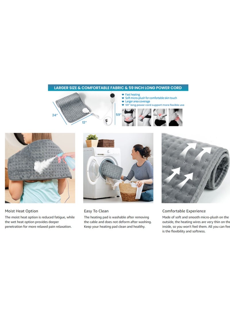 Proset Heating Pad, Electric Heat Pad for Back Pain and Cramps Relief, Electric Fast Heat Pad with 9 Heat Settings, 4 Timer Options, Auto Shut Off, Machine Washable 60 x 30 Cm - Image 2
