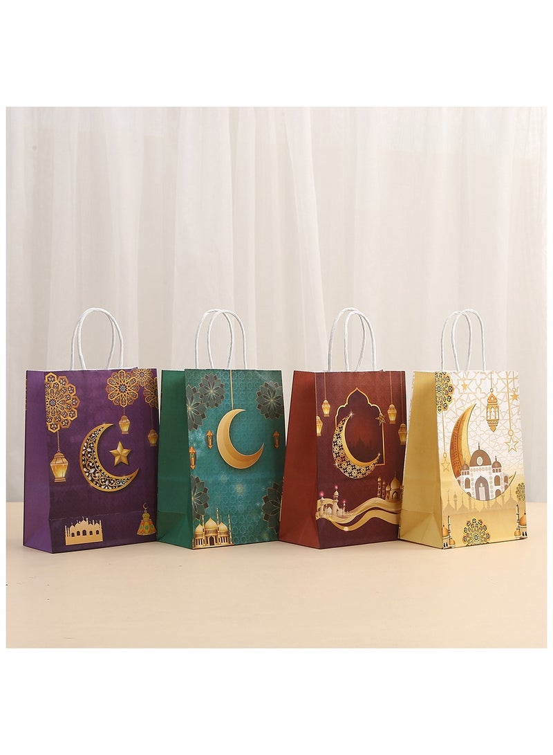 LKTOCAFT 4 Pieces Kraft Paper Gift Bags for Holidays and Festive Day, Party Bags with Handles for Candy Desserts and Jewelry Gifts, Party Favor Bags and Party Supplies, Medium Size  - Image 1