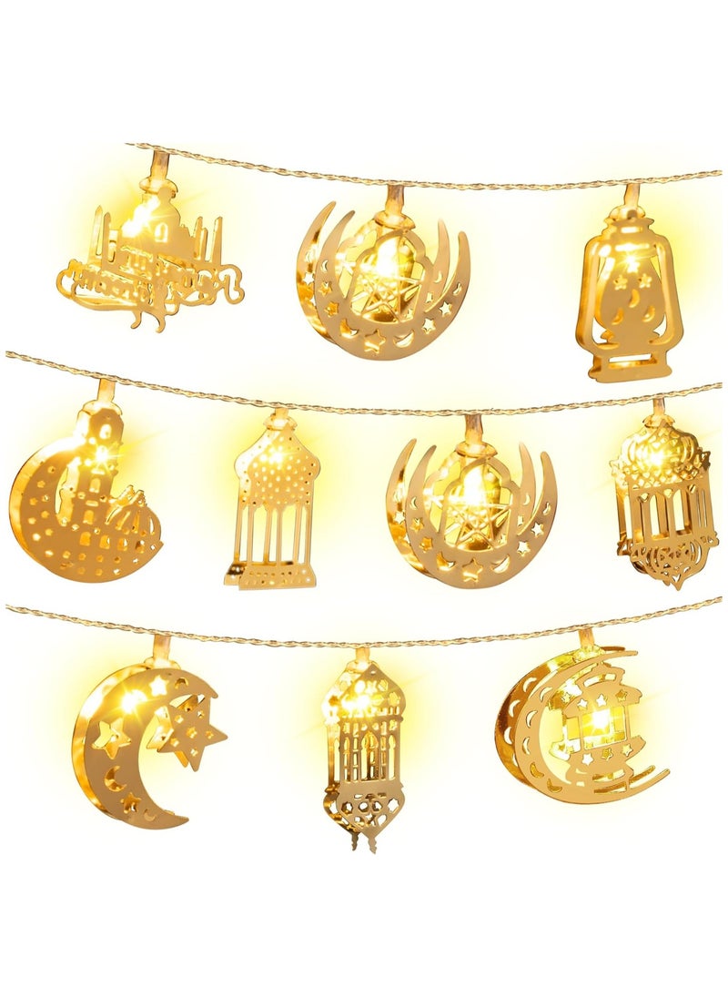 Generic Ramadan fairy string lights, 6.56 feet 10 leds eid moon star kerosene lantern lamp, battery operated for ramadan outdoor home decoration party supplies  - Image 1