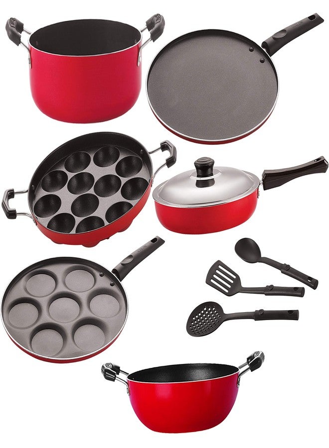 NIRLON Odor Free 3 Layer Non-Stick Coating Cookware Combo Kitchen Item Set 9- Piece [26_FP12_KD12_AP_UP_Cass20_ST11_3SPN] - Image 1