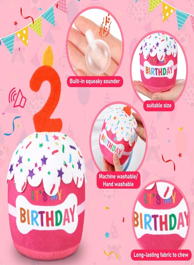 Cutecrop Dog 2nd Birthday Gifts Set, Dog Boy Girl Birthday Decorations, Pink Hat Bandana Squeaky Cake Toy Paw Print Kit for Small, Medium, Large Pets - Image 4