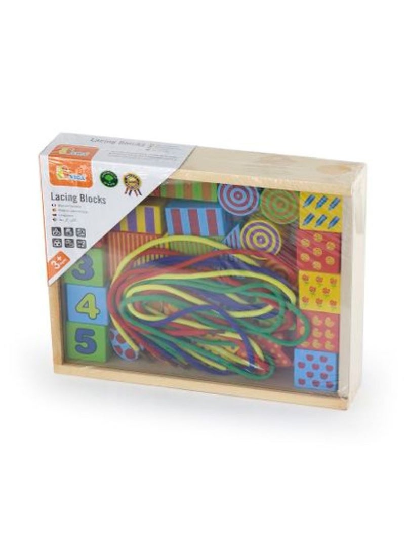 Viga Colorful Wooden Lacing Beads Set for Kids – Educational Stringing and Sorting Toy - Image 1