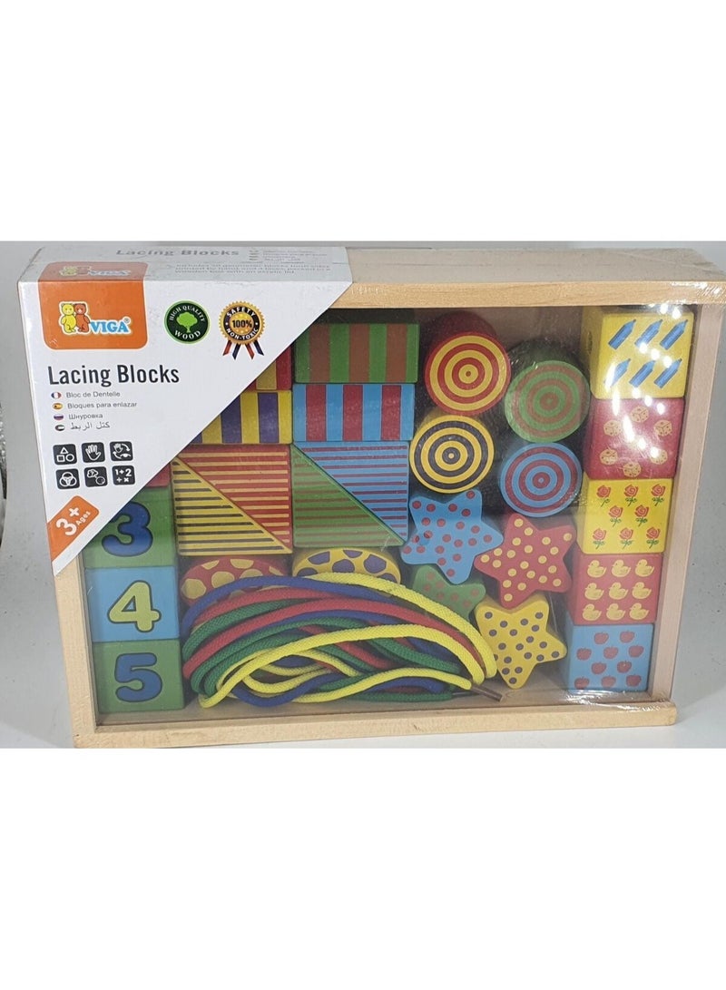 Viga Colorful Wooden Lacing Beads Set for Kids – Educational Stringing and Sorting Toy - Image 4