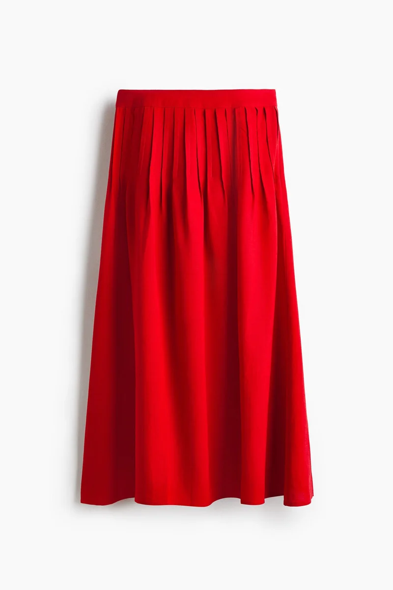 H&M Pleated linen-blend skirt