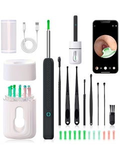 Unique Ear Wax Removal Tool - Wi-Fi Visible Ear Cleaner Kit with 1080 HD Camera and Storage Case - Ear Wax Removal Tool with 12 Ear Pickers and 6 Ear Scoops (Black)  - Image 1