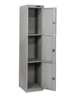 SULSHA Three Door Metal Steel Locker, Steel Cabinet With Keys Grey05  - Image 2