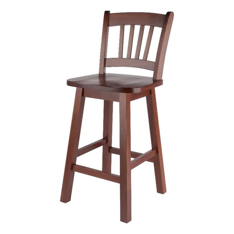 Winsome Fina Swivel Seat Counter Stool 24In Height Solid Wood Walnut Finish