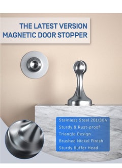 Y&D Magnetic Door Stop Stainless Steel 201 Catch Holder No Drill Doorstop with 3m Self Adhesive Tape Screws for Stronger Wall Floor Mount Hold Open  - Image 5