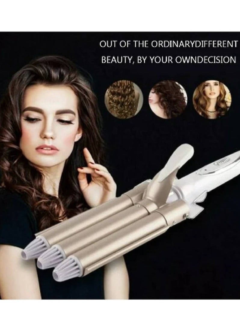 3 Barrel Hair Curling Iron – Ceramic Tourmaline Triple Barrel Crimper, Adjustable Temperature, Dual Voltage 25mm Hair Waver for Women & Girls - Image 3