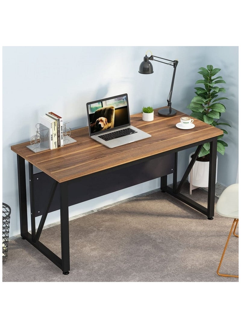 AGD Computer Desk with Hutch and Bookshelf Home Office Desk with Space Saving Design, Metal Legs Table Desk with Upper Storage Shelves for Study Writing and Workstation, Easy Assemble - Image 1