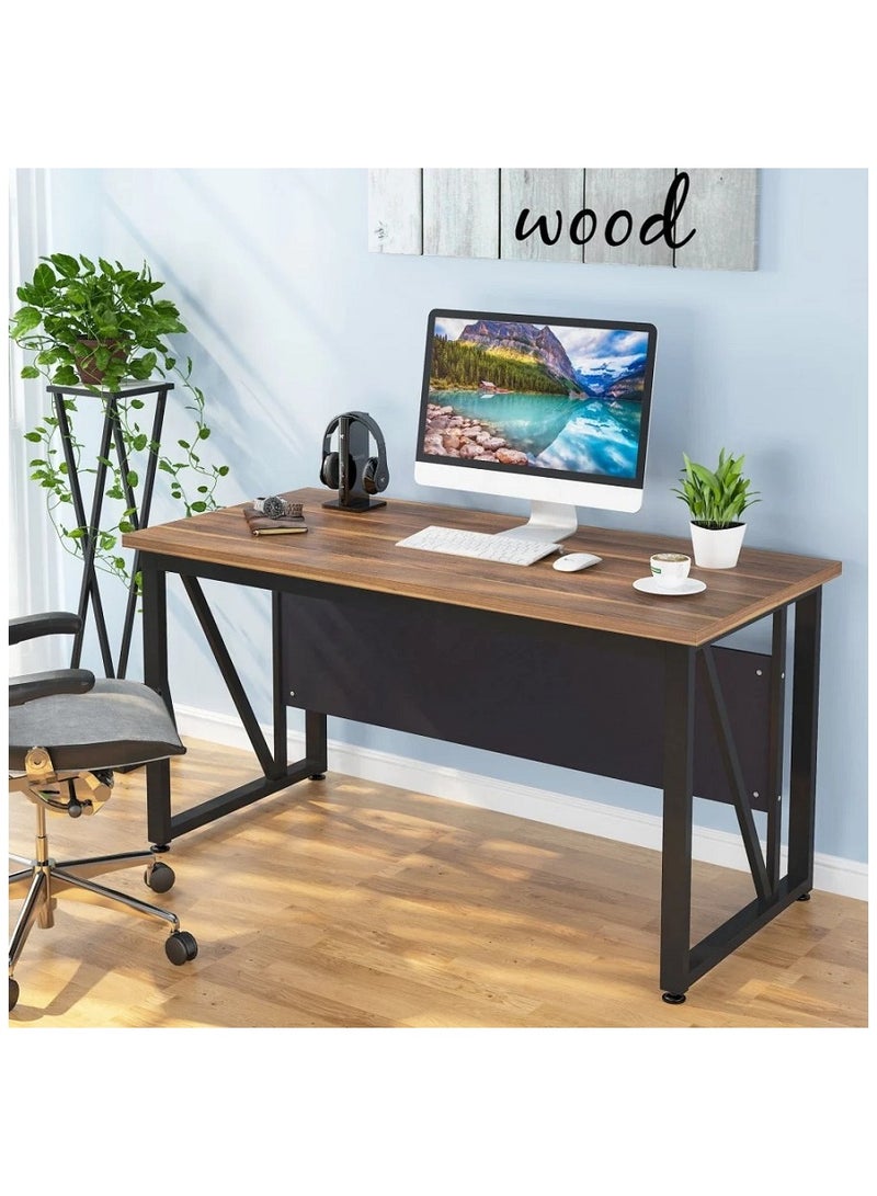 AGD Computer Desk with Hutch and Bookshelf Home Office Desk with Space Saving Design, Metal Legs Table Desk with Upper Storage Shelves for Study Writing and Workstation, Easy Assemble - Image 2