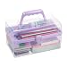 BTSKY Multipurpose Plastic Craft Storage Containers with Removable Tray Clear Plastic Storage Box with Lid Handle Easy Carry Stack Small Storage Container 85x5x49 Inch RectanglePurple - Image 2