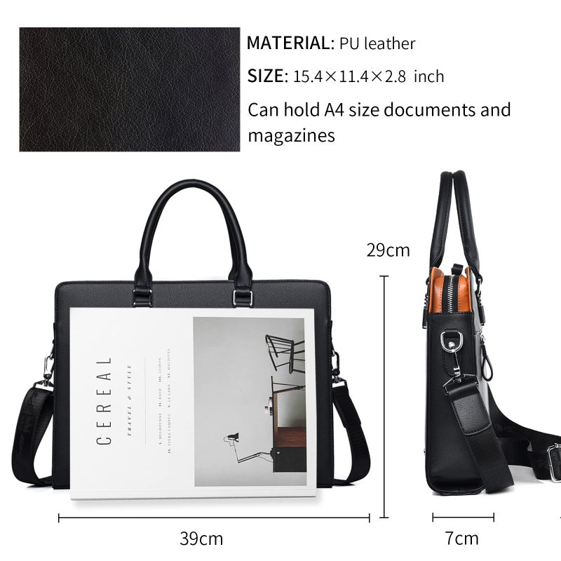 FSD.WG]Business Bag Leather Briefcase Shoulder Laptop Business Bag for Men - Image 4