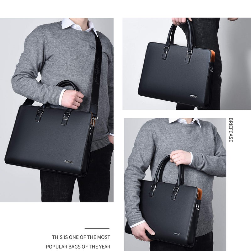 FSD.WG]Business Bag Leather Briefcase Shoulder Laptop Business Bag for Men - Image 2