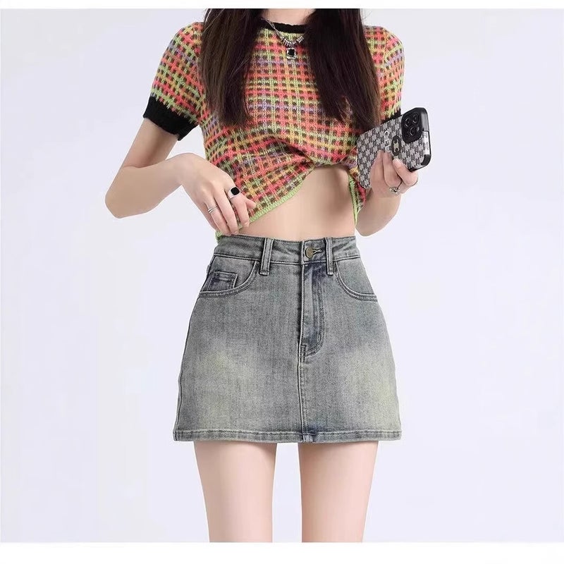 2025 High Waist A- Line Spice Girls American Retro Denim Skirt Women'S Slimming Hip Skirt - Image 5