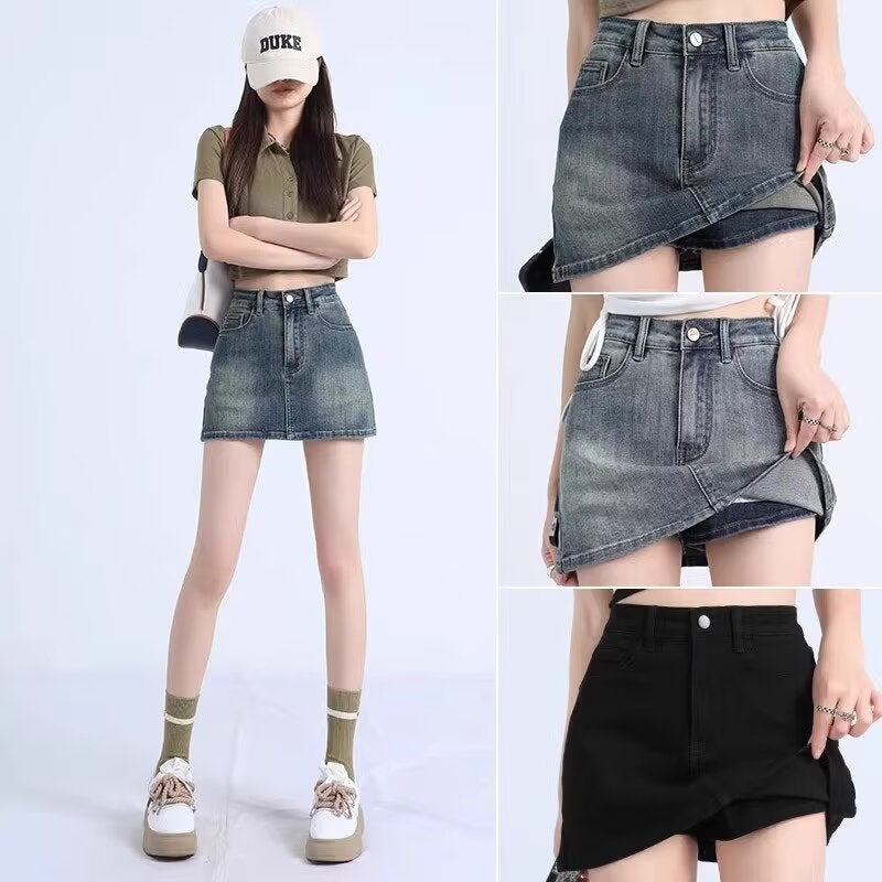 2025 High Waist A- Line Spice Girls American Retro Denim Skirt Women'S Slimming Hip Skirt - Image 2