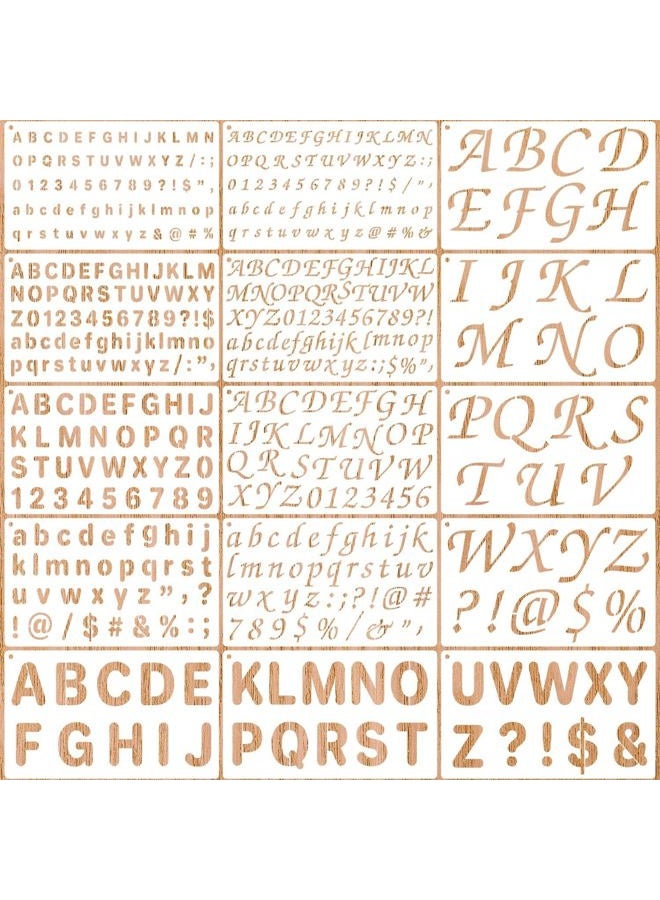Duozea 1/2, 3/4, 1, 2 Inch Letter Stencils for Painting, 15 Pack Reusable Plastic Alphabet and Number Stencils for Crafts Art Projects - Image 1