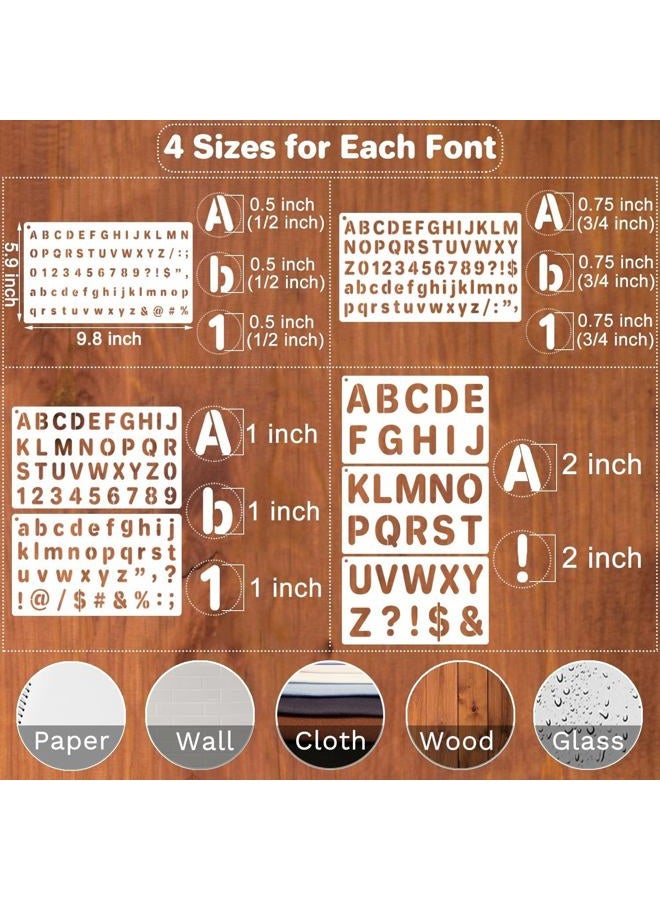 Duozea 1/2, 3/4, 1, 2 Inch Letter Stencils for Painting, 15 Pack Reusable Plastic Alphabet and Number Stencils for Crafts Art Projects - Image 2
