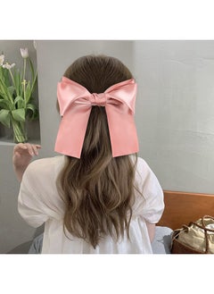 Lawie 8 Pack Bowknot Hair Accessories - 6 Inch Long Satin Barrettes, Big Bows For Girls And Women, Pink Red Blue Green Black Christmas Colors  - Image 2