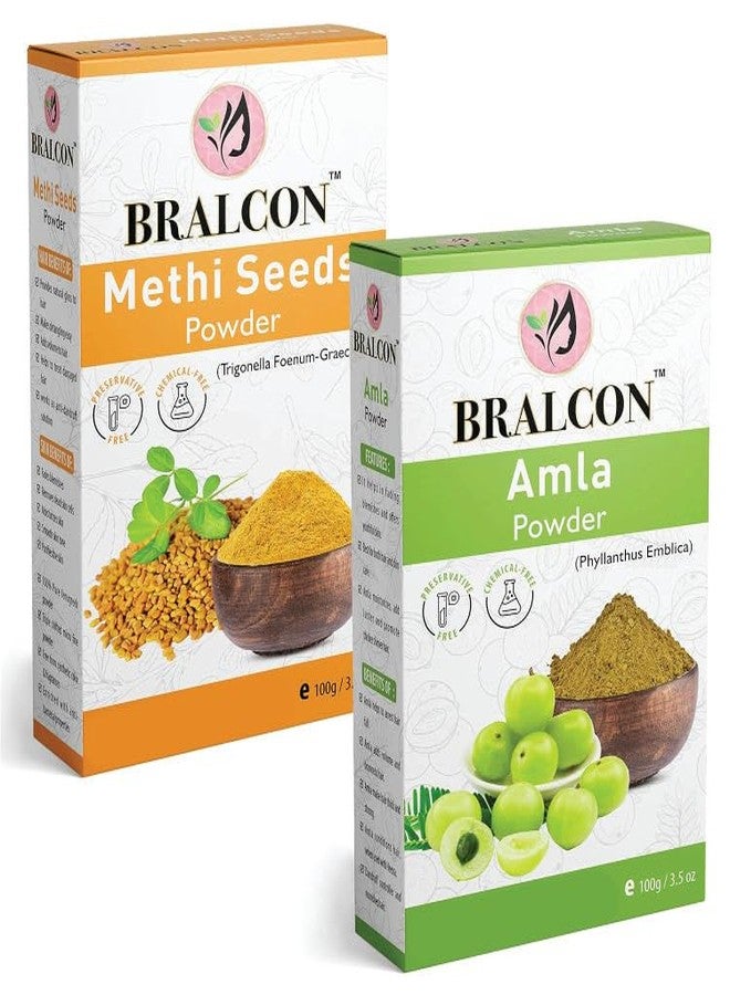 BRALCON Organic Methi Seeds Powder, Amla Powder Combo - 200g(100g x Pack of 2) |Fenugreek/Methi Seeds Powder, Amla/Gooseberry Powder For Face Pack And Hair Growth| Skin Whitening & Hair Care Powder - Image 1