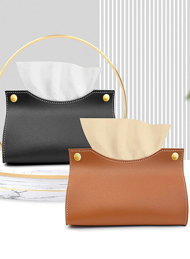 وهاواي Tissue Dispenser Box Cover Holder Leather Napkin Organizer for Bathroom, Kitchen and Office Room Black - Image 5