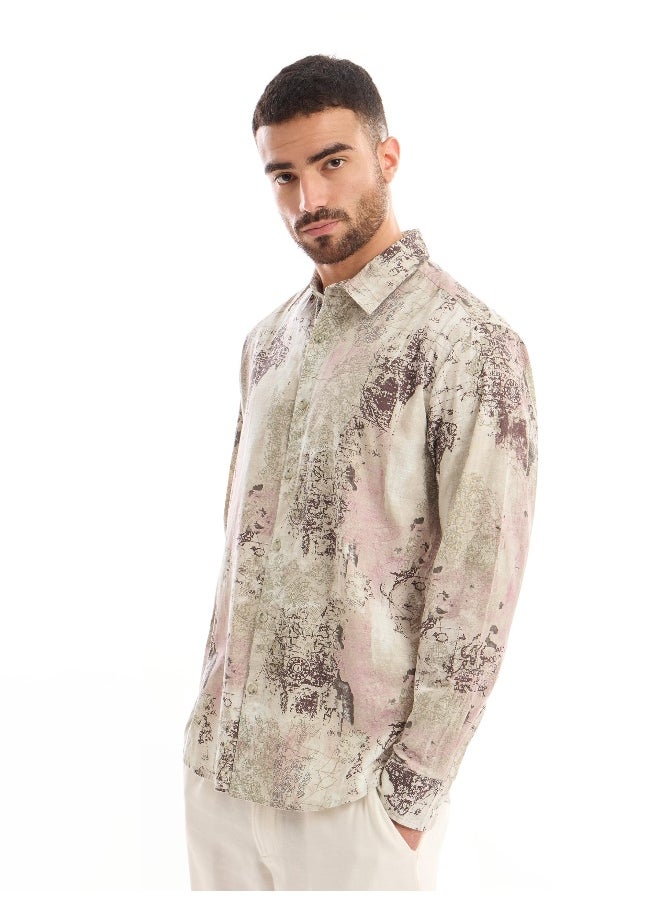 Beyoung White and Pink Printed Cotton Shirt for Men  - Image 4