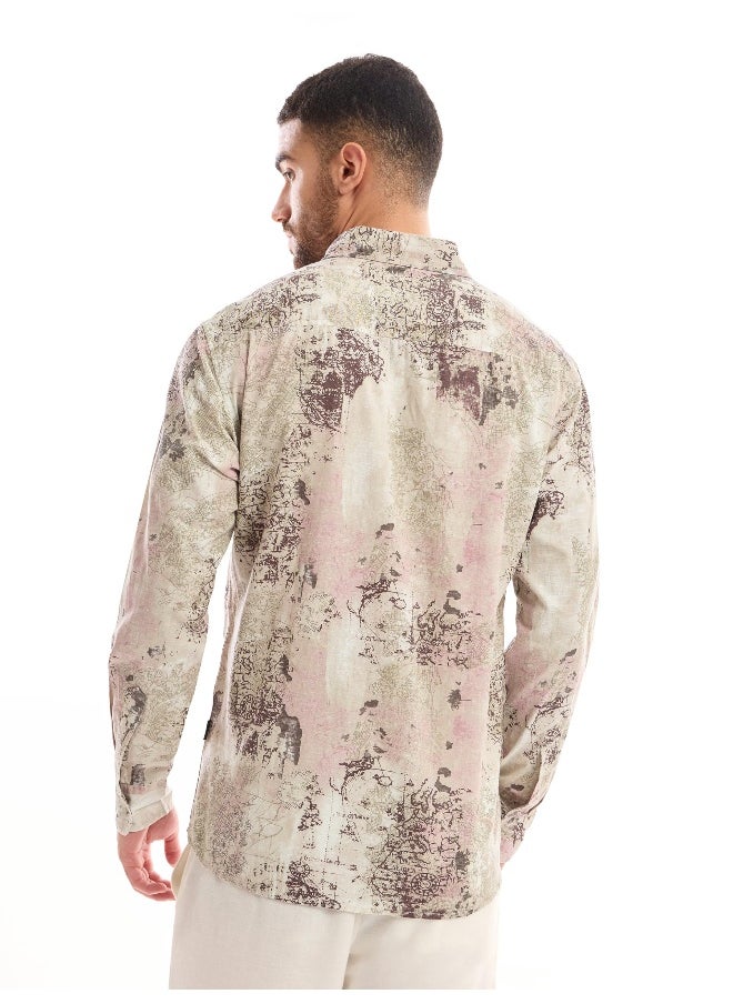 Beyoung White and Pink Printed Cotton Shirt for Men  - Image 3