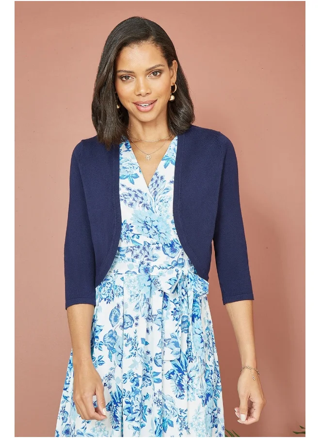 يامي Navy Knitted Curve Bolero