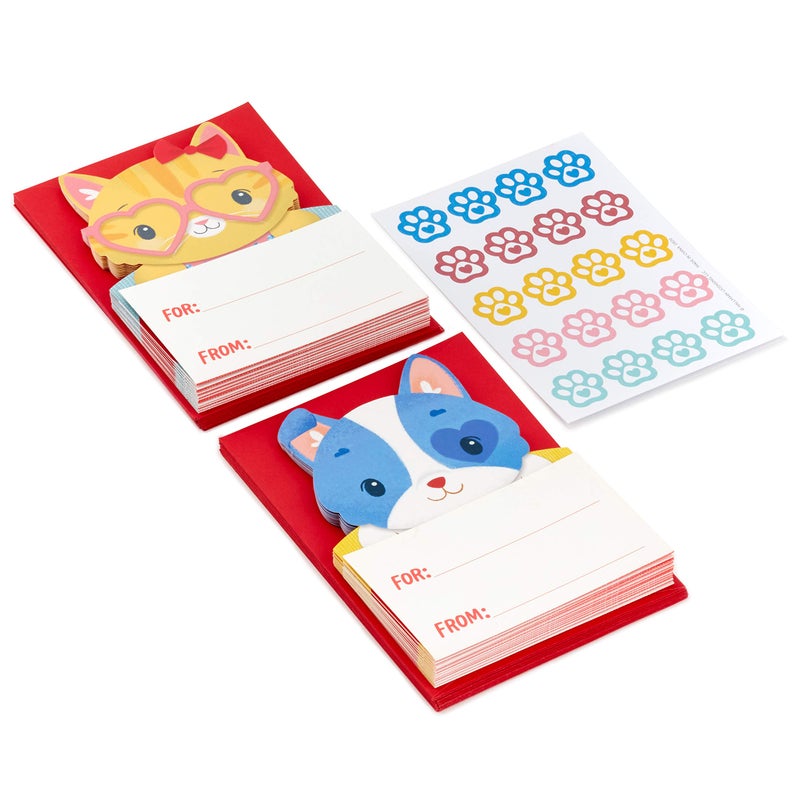 Hallmark Valentines Day Cards and Stickers for Kids School, Kittens and Puppies (24 Classroom Valentines with Envelopes, 40 Stickers) - Image 3
