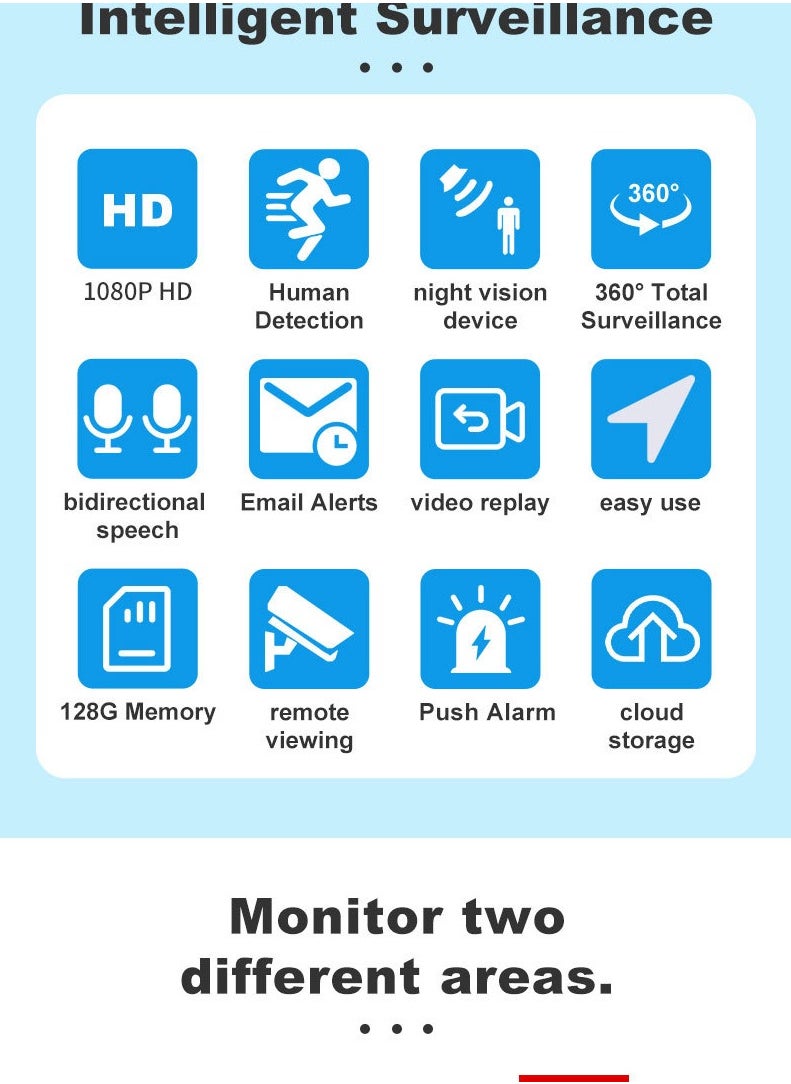 Generic - Wireless WiFi camera indoor and outdoor high-definition 1080P night vision device mobile phone remote binocular monitoring camera - Image 1