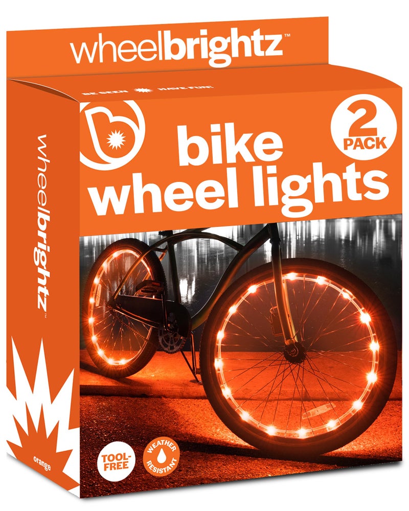 Brightz WheelBrightz 2-Pack Bike Wheel Lights, Orange - LED Bike Lights for Tires - Bike Lighting Parts & Accessories - Outdoor Summer Fun for Boys and Girls - Image 1