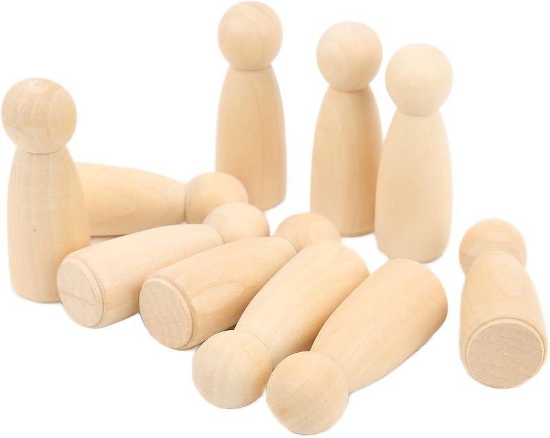 Unfinished Wooden Peg Dolls 10 Pcs Smooth Surface DIY Doll People for Imaginative Play (75MM Girl) - Image 4