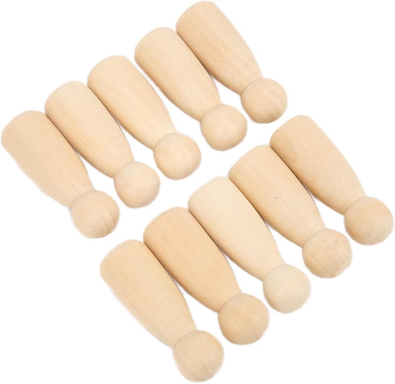 Unfinished Wooden Peg Dolls 10 Pcs Smooth Surface DIY Doll People for Imaginative Play (75MM Girl) - Image 1
