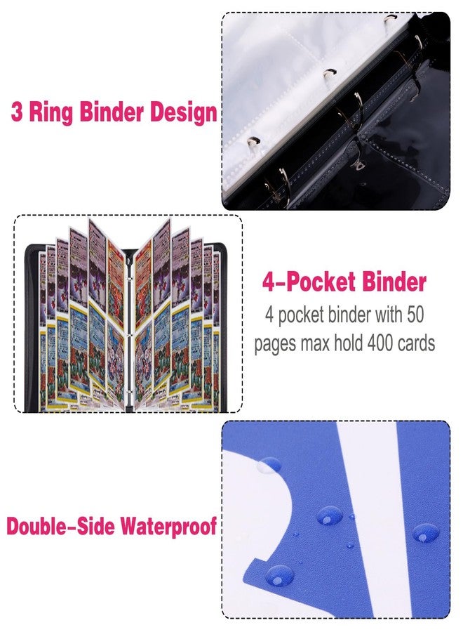 awedsu Collectible Trading Card Albums,Collectible Trading Card Protective Sleeves,Card Binder 4-Pocket,400 Pockets Card Case Holder for TCG, Sports Card… - Image 3
