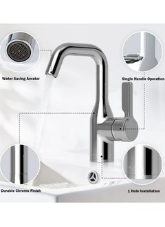 Jomoo Bathroom Sink Faucet, Hot and Cold Single Lever Basin Mixer, Deck Mounted Lavatory Brass Tap, Washbasin Faucet Bathroom Fixtures  - Image 5