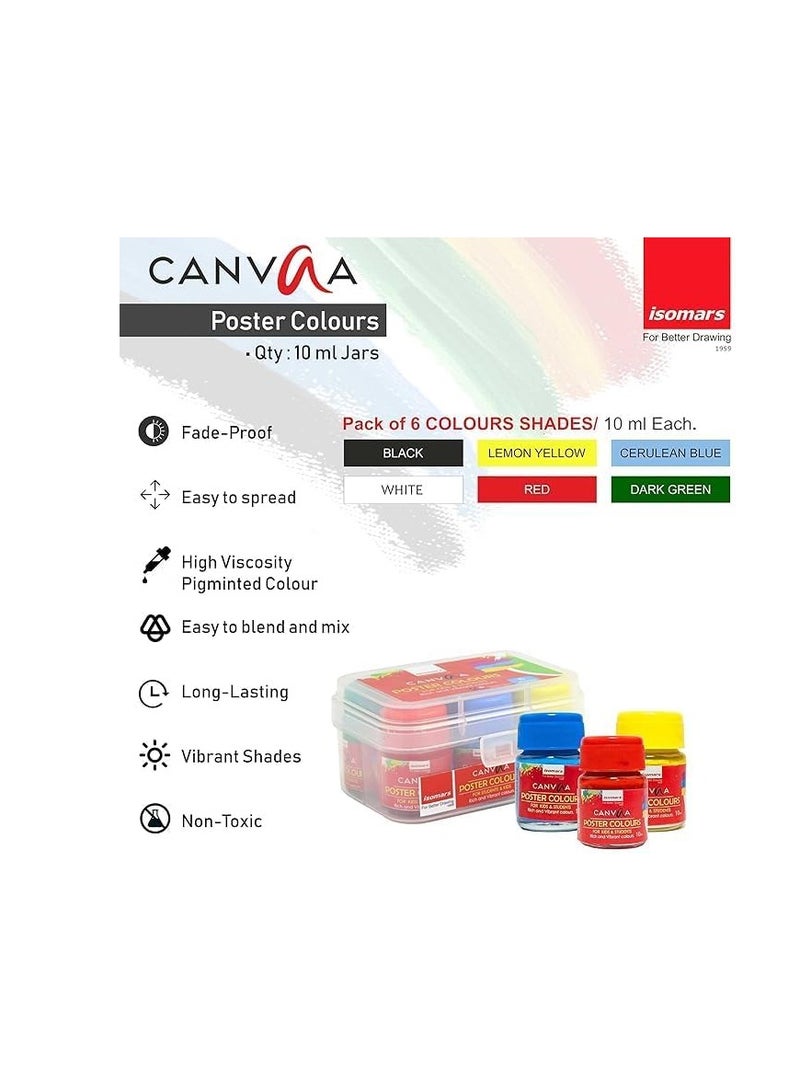 Isomars Artist Coloring Kit with 18" Wooden Easel, Canvas, Six CANVAA Poster Colours, Small Palette, Round and Flat Brushes Kit - Image 3