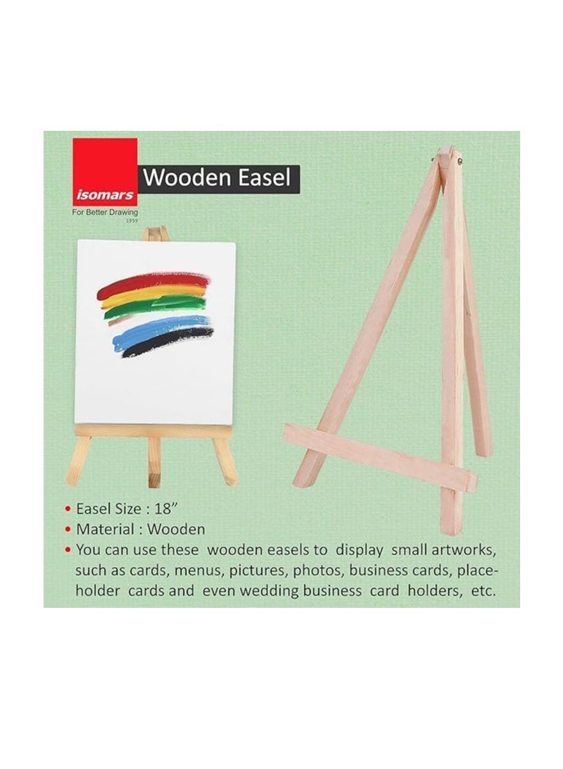 Isomars Artist Coloring Kit with 18" Wooden Easel, Canvas, Six CANVAA Poster Colours, Small Palette, Round and Flat Brushes Kit - Image 4