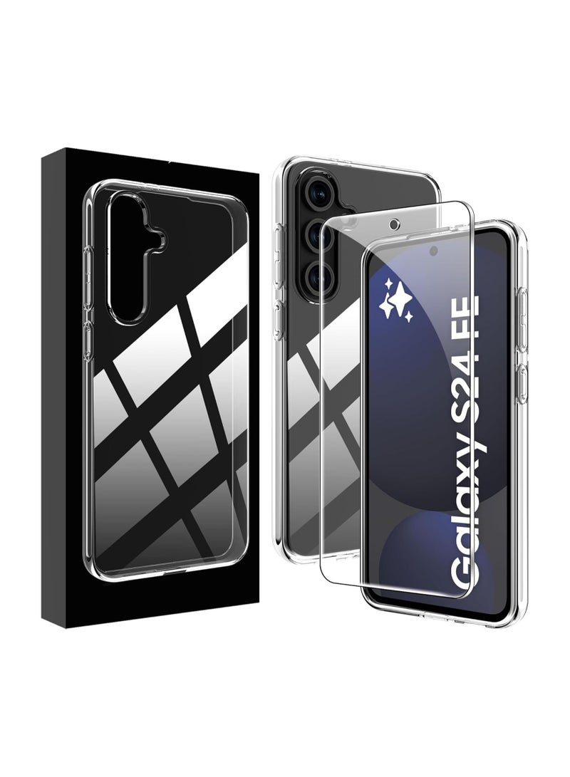 عام غلاف واقي لهاتف Samsung Galaxy S24 FE + 【قطعة واحدة】 حامي شاشة، غلاف واقي شفاف مرن من مادة TPU - Image 1
