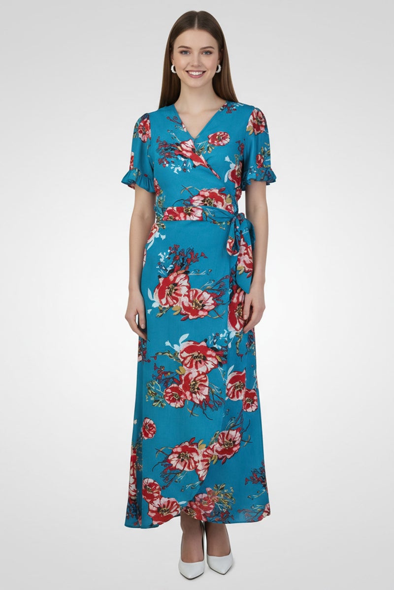 Willow & Whistle Women Floral Print Wrap Dress, Multicolor - Image 1