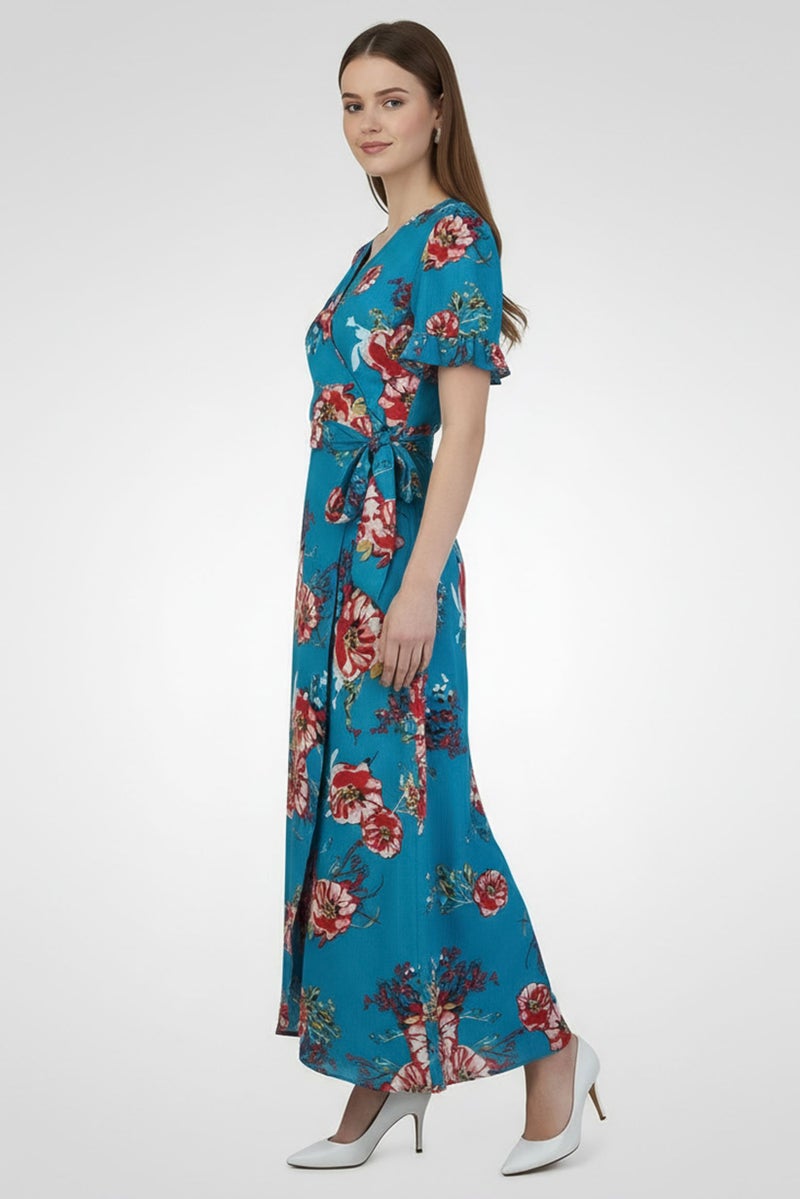 Willow & Whistle Women Floral Print Wrap Dress, Multicolor - Image 3