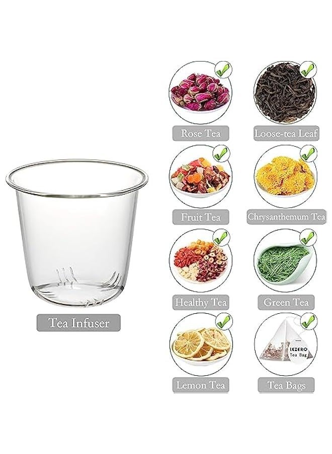 TRASSLE Glass Tea Cup with Infuser and Lid, Steeping Mug with Removable Strainer and Lid for Loose Leaf Tea, Borosilicate Glass Mug for Blooming Tea  - Image 5