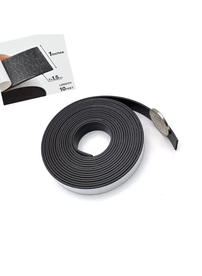 Magnetic Tape with Adhesive 2.5cm×3m×1.5mm, Magnet Tape Roll with Strong Self  Adhesive Backing for DIY，Art Projects, whiteboards and Fridge Organization，Office Supply - Image 1
