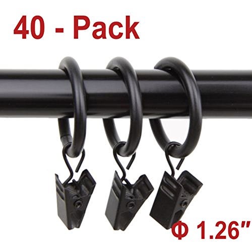 Lansian Lansian 40pcs Rustproof Drapery Matte Stainless Steel Metal Curtain Rings with Clips 1.26 inch Drapery Rings, Vintage  - Image 1