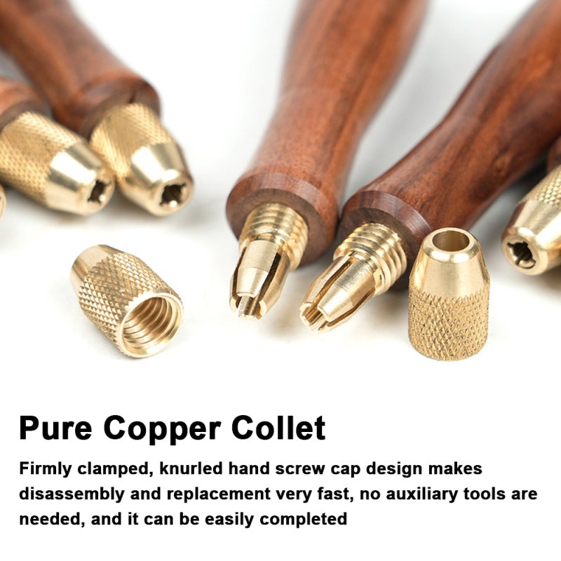 10PCS Titanium-Plated Diamond File Set - Ergonomic Rosewood Handle Pure Copper Collet High Hardness Files for Precision Crafting & DIY Projects - Image 4