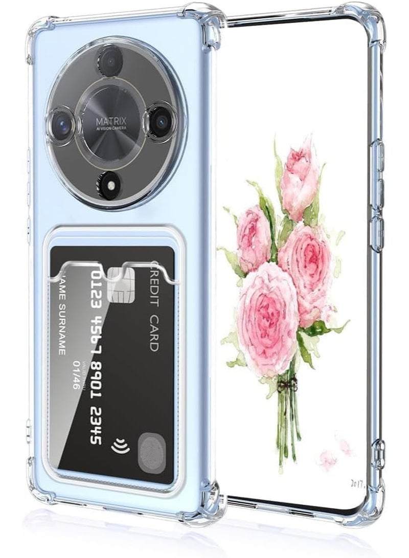 Honor x9d Clear Case with Card Holder Shockproof Non-Yellowing Special Camera Protection Compatible with honor x9d cover (Clear)