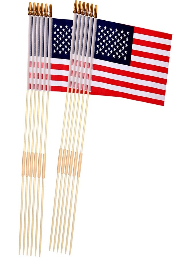 Uelfbaby 12 Pack 8x12 Inch American Flags on Stick, American Flags, USA Stick Flag with Handheld and Grounded Multi-Purpose Flagpole Design for Memorial Day, 4th of July, Veterans Day, Outside decorations - Image 1