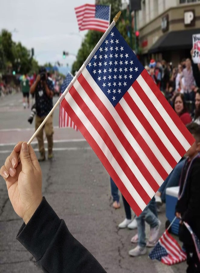 Uelfbaby 12 Pack 8x12 Inch American Flags on Stick, American Flags, USA Stick Flag with Handheld and Grounded Multi-Purpose Flagpole Design for Memorial Day, 4th of July, Veterans Day, Outside decorations - Image 5